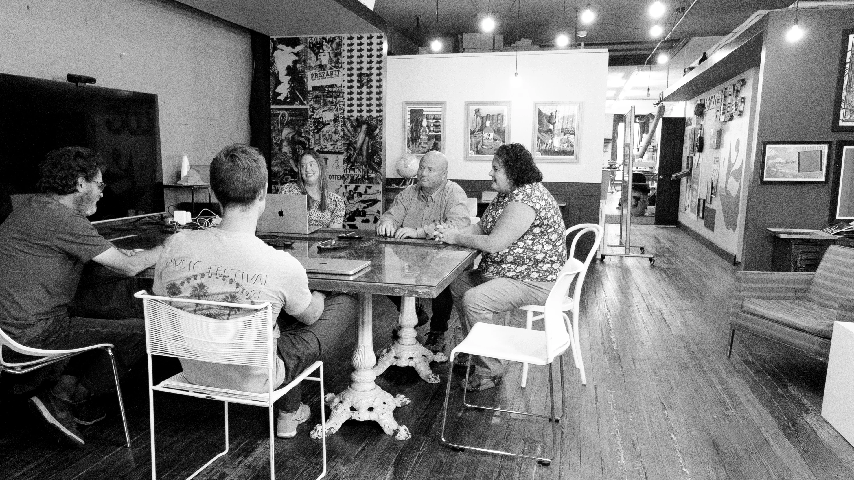 Scott Mann and colleagues in a working meeting